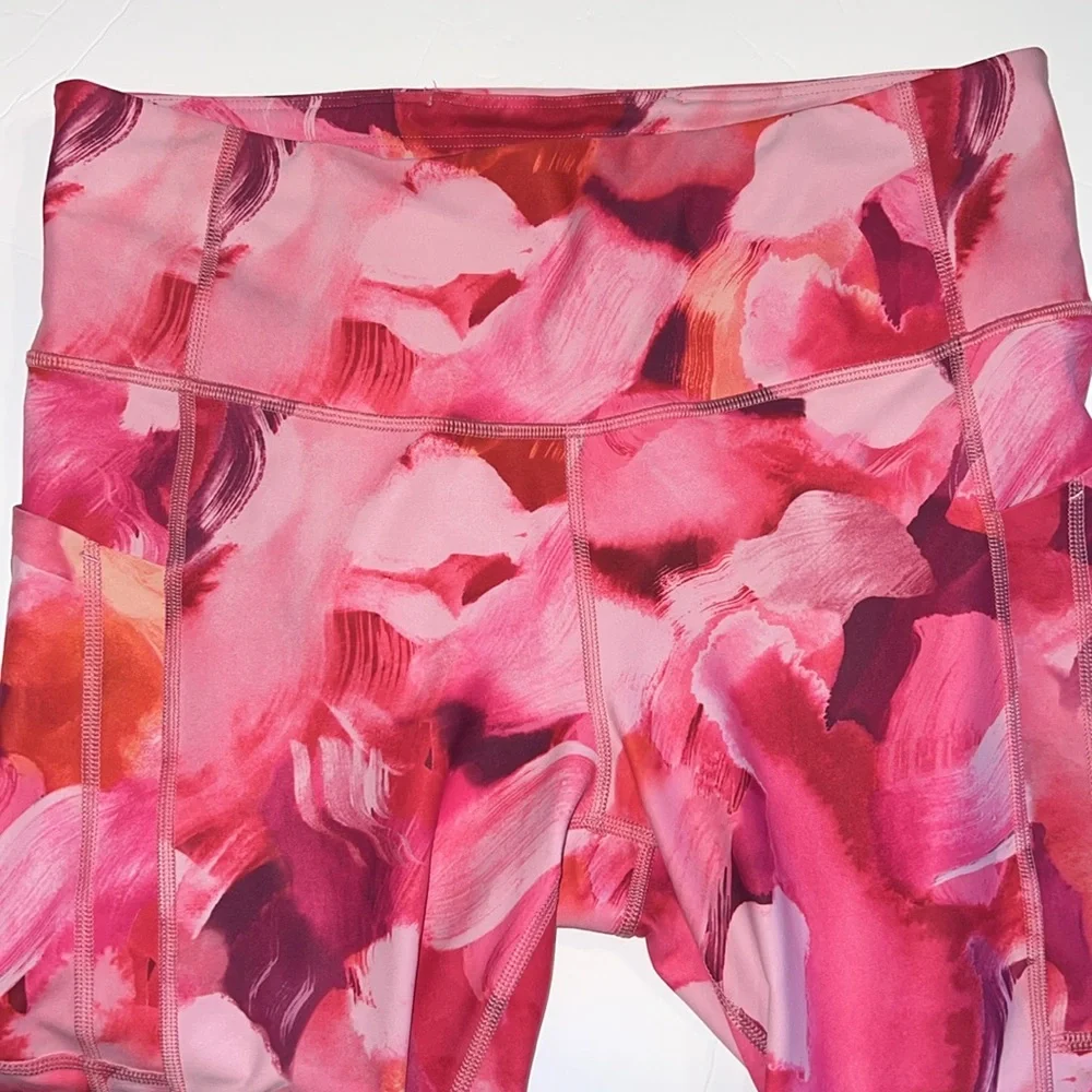 Athleta Pants Womens Large Pink Coral Ultimate Stash II Cropped Leggings Active